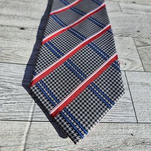 Dona Dona Tie Necktie Men's Handmade 100% Silk Black Blue Red White Black Stripe
